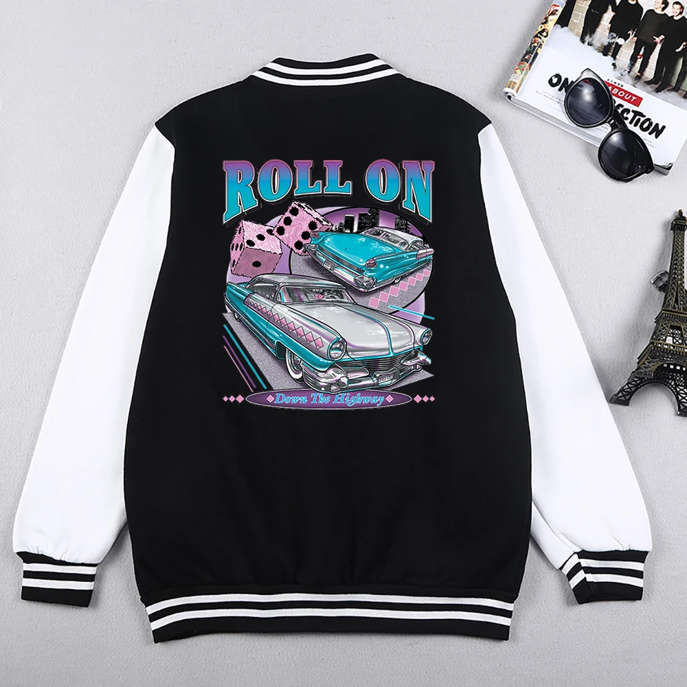 Roll On Down The High Way Printed Long Sleeves For Men Hip Hop Fashion O-Neck Clothing All-math Oversized Tops Mans Flight Suit