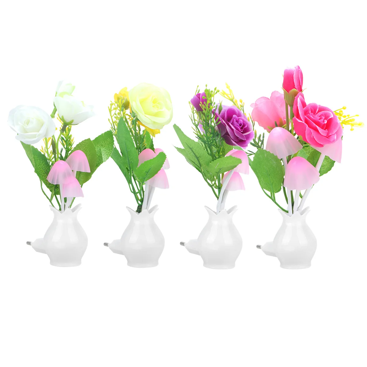 4 قطعة مصباح الفطر المتوهج الملون المكونات في ضوء الليل Led لغرفة النوم وغرفة المعيشة ضوء المزاج Rgb ، ديكور السلامة الموفرة للطاقة