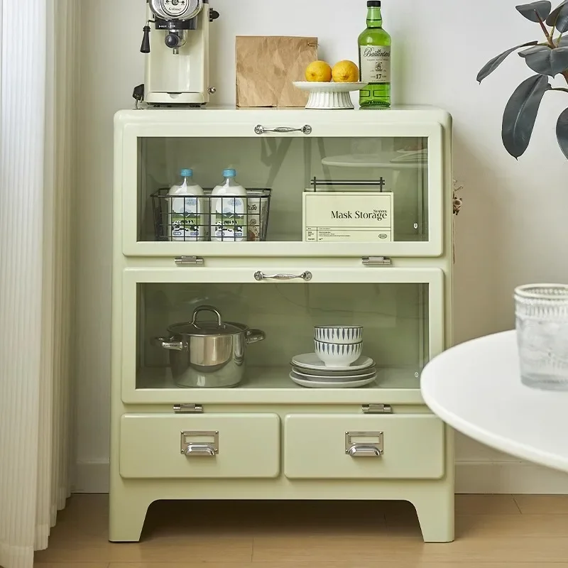 

Retro dining side cabinet simple modern living room locker wine cabinet storage tea side cabinet kitchen glass door
