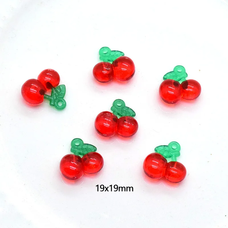 10pcs Acrylic Red Small Cherry Earring Charms Cute Fruit Pendant For Bracelet Choker Keychain Accessory DIY Sweet Jewelry Make