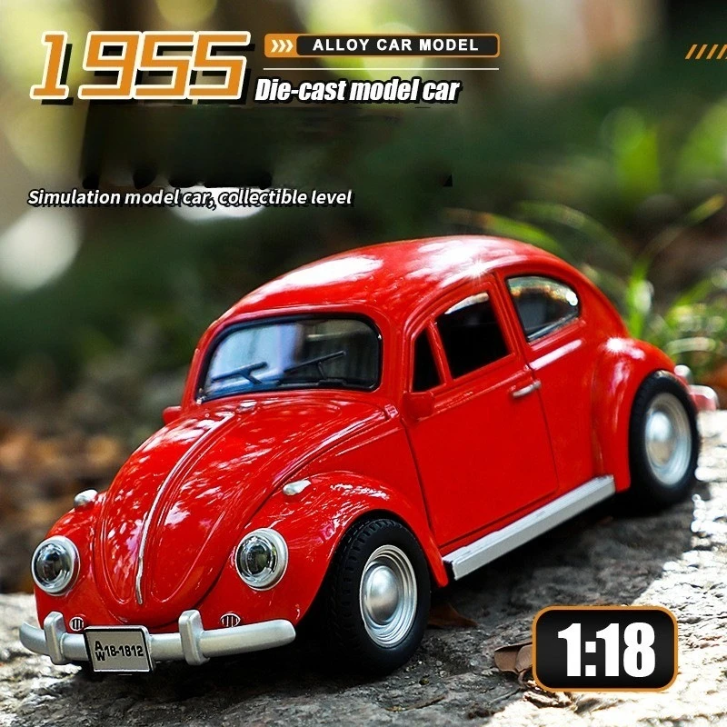 

1:18 1955 Beetle Classic Car Vintage Car Toy Model Pull Back Light Music Miniature Vehicles Models Boys Birthday Gift