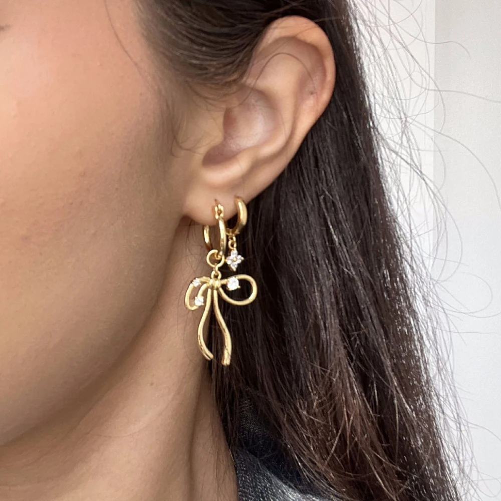 Delicate Bowknot Heart Hoop Earrings For Women Girl Elegant Fashion New Jewelry Bosom Friend Gift Party серьги женские