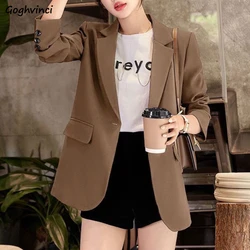 Blazers Women Autumn New Solid British Style Fashion Loose Casual Slit Temperament Single Button Chic Female All-match Ulzzang