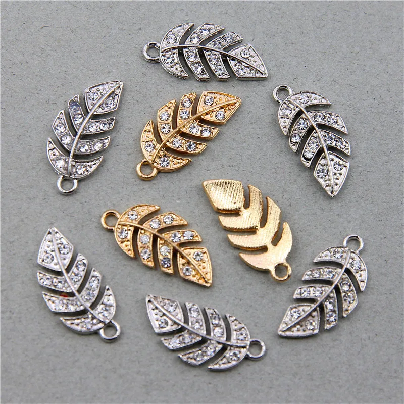 50Pcs/Lot 22*11mm Goldcolor Metal Charms Leaf Shape Earrings Pendants DIY For Jewelry Making Findings Supplies Accessories