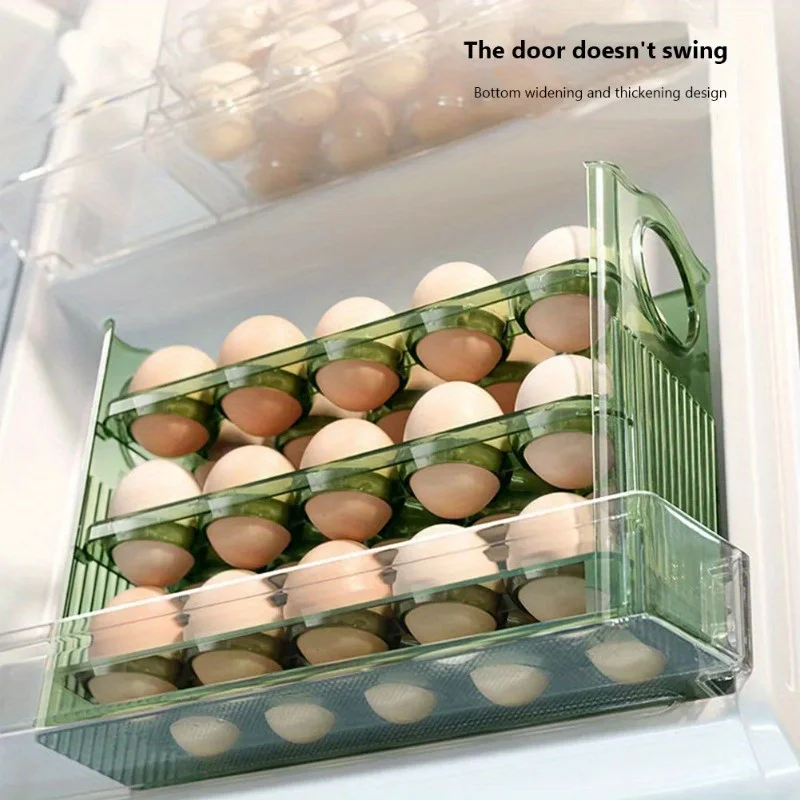 30Grids Automatically rebound Egg Storage Box Rotating Refrigerator Organizer Food Containers Dispenser Kitchen Storage Boxes