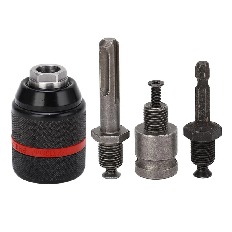 652F Keyless Drill Chuck Quick Changes Conversion Adapter 1/2 Mount 13mm Self-Tighten Screwdriver Drill Bits Chuck Adapter