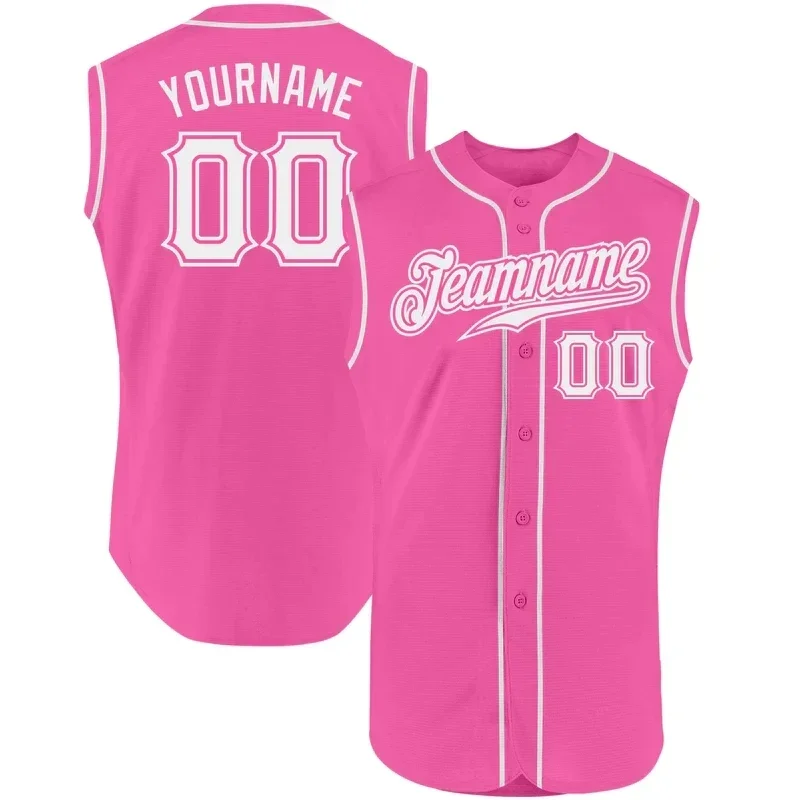 Custom Pink Baseball Jersey Men and Women Section Sleeveless Shirt 3D Printed Shirt Casual Team Shirts Hip Hop Unisex Tops