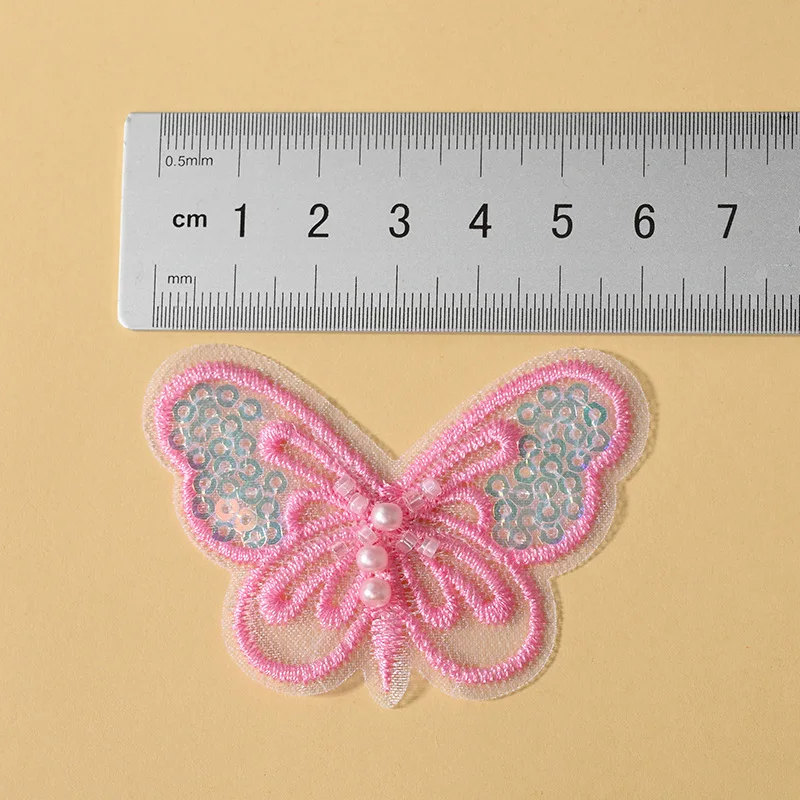 100pcs Colorful Gold Thread Embroidered Butterfly Pearl Hair Clips for Kids DIY Crafts