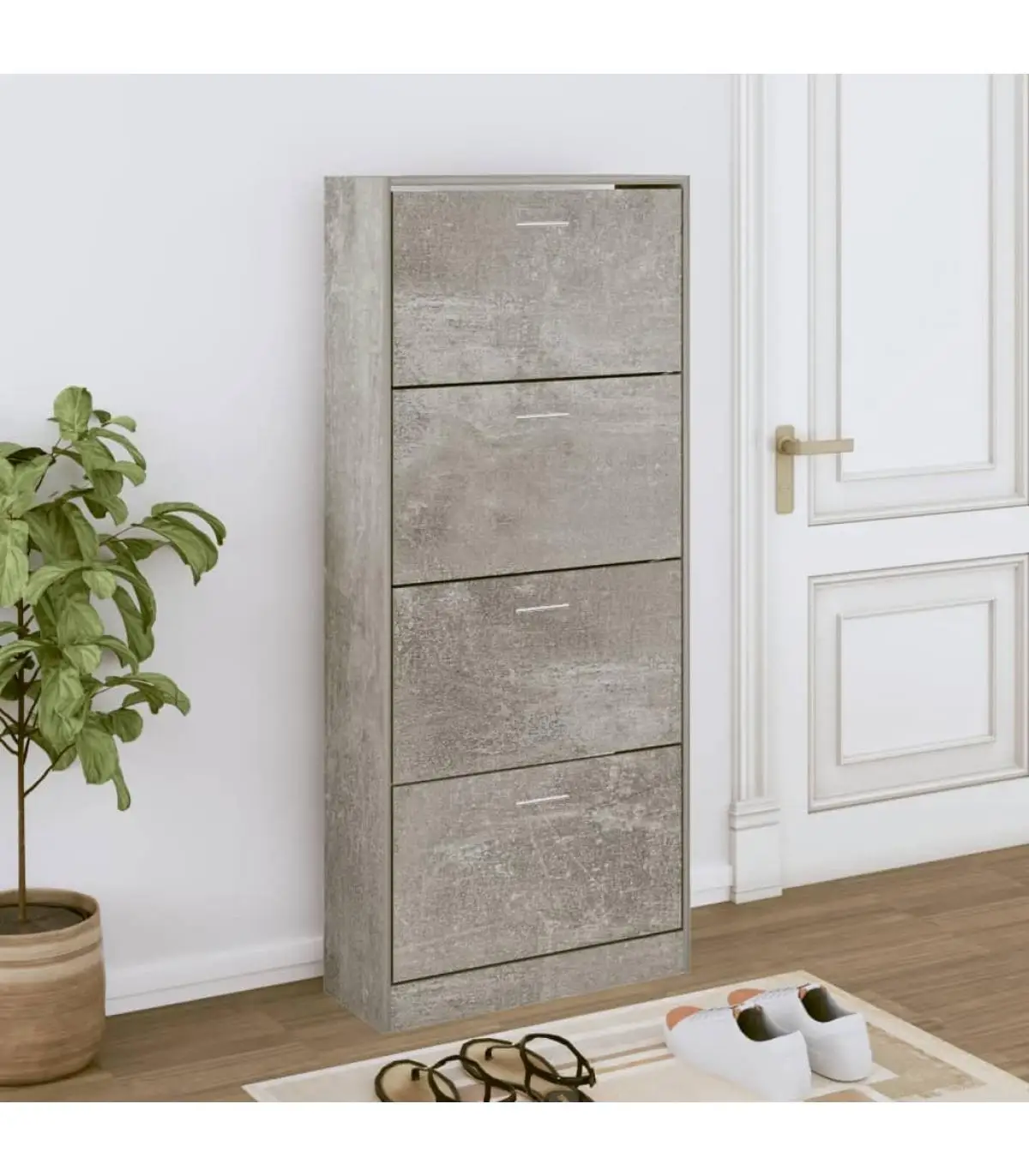 Shoemakers and shoe organizers shoe cabinet gray concrete plywood 63x24x147 cm