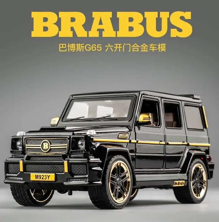 Modèle de voiture en métal moulé sous pression, haute simulation, véhicule jouet, son et lumière, côtes arrière, cadeaux de voiture, Benz BRABUS G65 Refit, 1:24