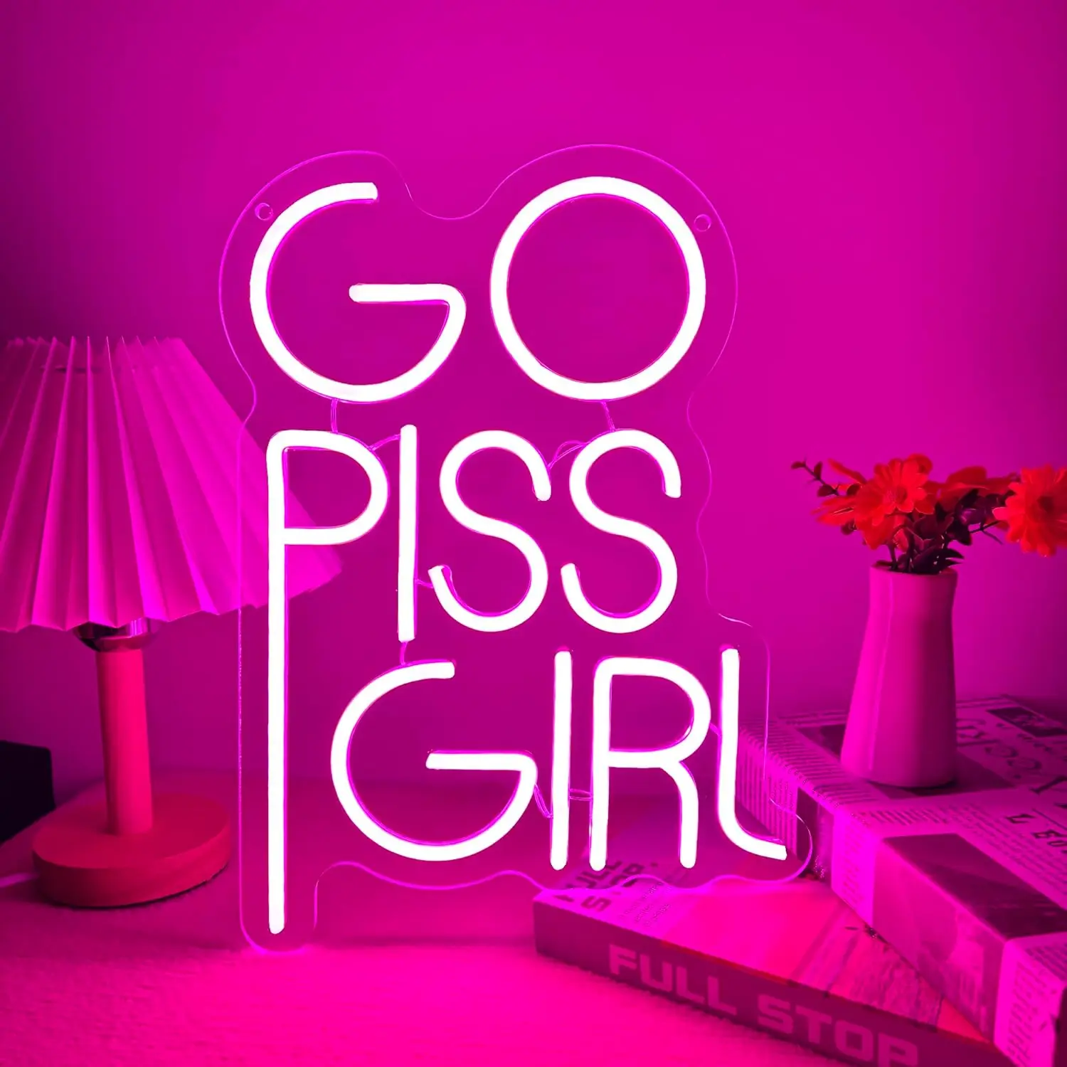 

Неоновая вывеска Go Piss Girl с USB-питанием, регулируемая светодиодная неоновая подсветка для бара, мужской комнаты, спальни, отеля, магазина, игровой комнаты, вечеринки, декора стен