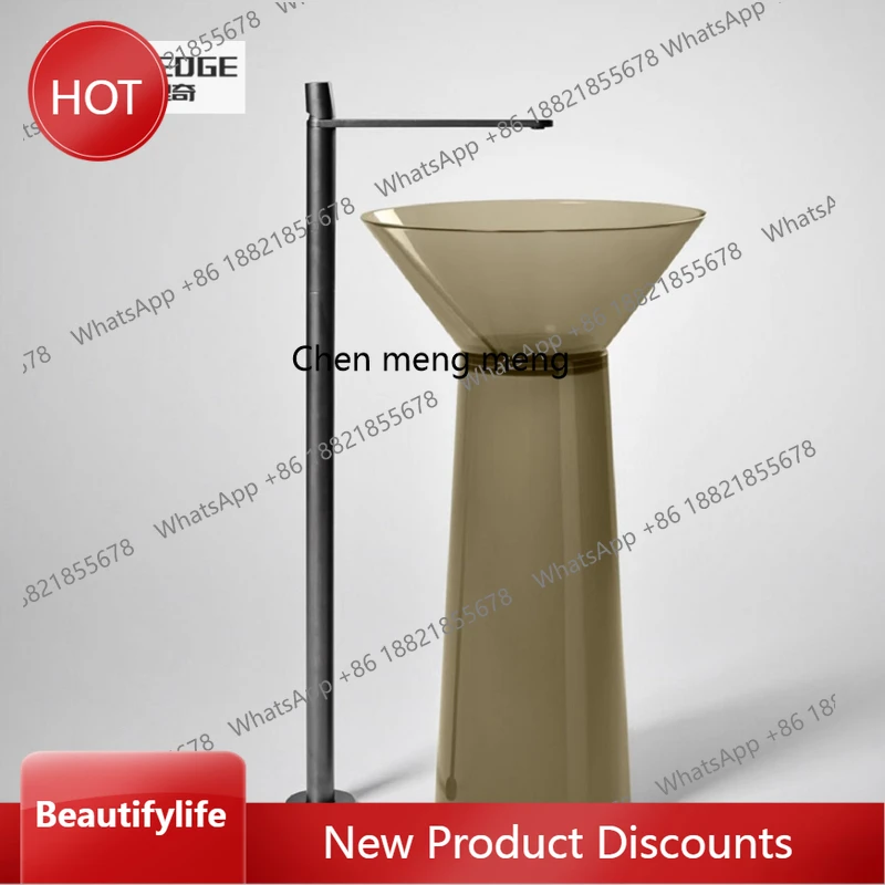 

zq10 Outdoor Balcony Hotel B & B Transparent Blue Stone Floor-to-Floor Face Wash Table Pillar Basin