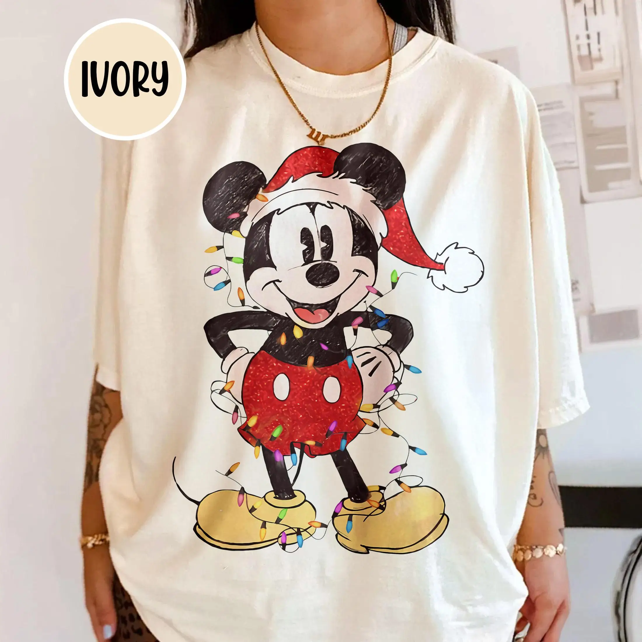 

Рубашка с рождественскими огнями Микки Мауса, очень рубашка с Рождеством Микки, подарок на праздник Диснейленд, Рождество Диснея