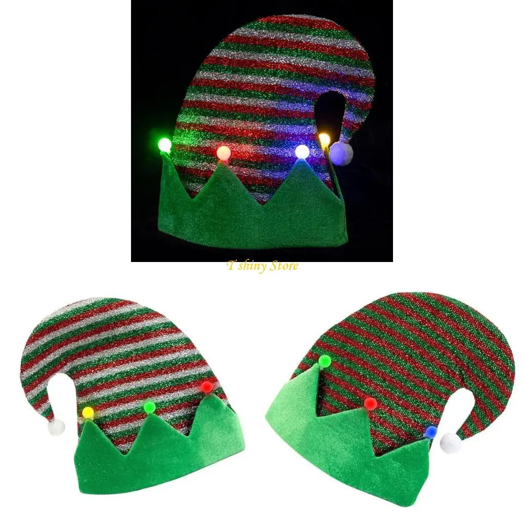 N58F Unisex Christmas Elf Hat Cheerful Hat Baggy Hat Leprechaun Autumn Winter