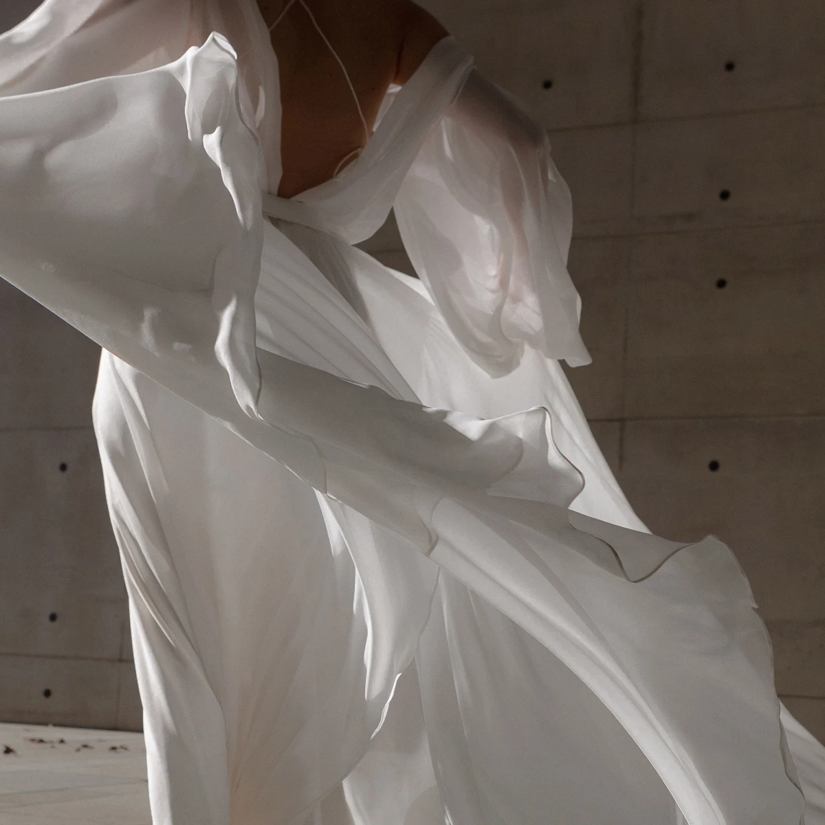 فساتين زفاف شيفون بأكمام كاملة على شكل حرف a ، فساتين زفاف بوهو للشاطئ بدون ظهر ، فيستدو دي نويفاس DW1111