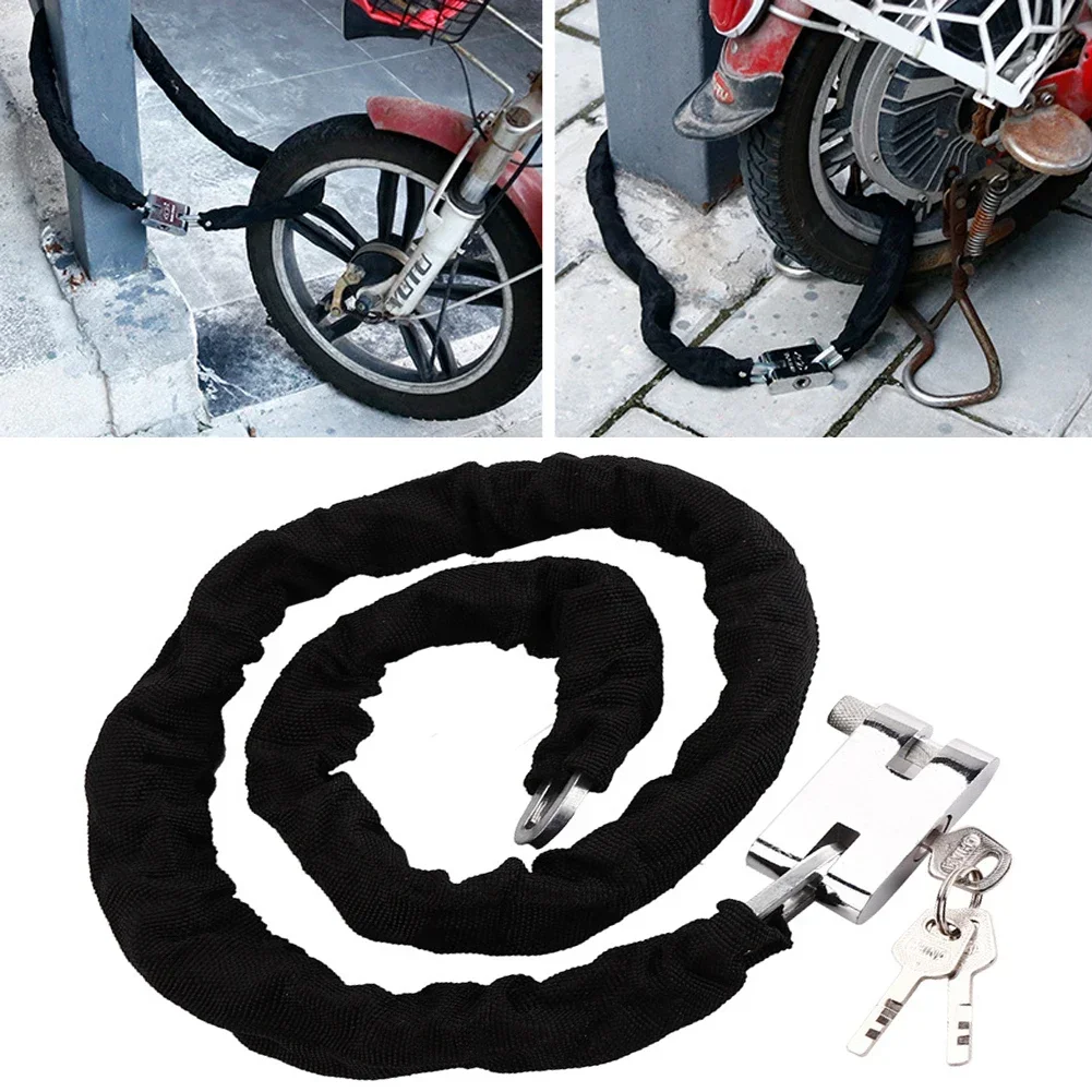 1.2m Motorcycle Bike Bicycle Durable RustResistant Security Wheel Padlock with 3 keys Bike Lock Heavy-duty Chain AntiTheft Lock
