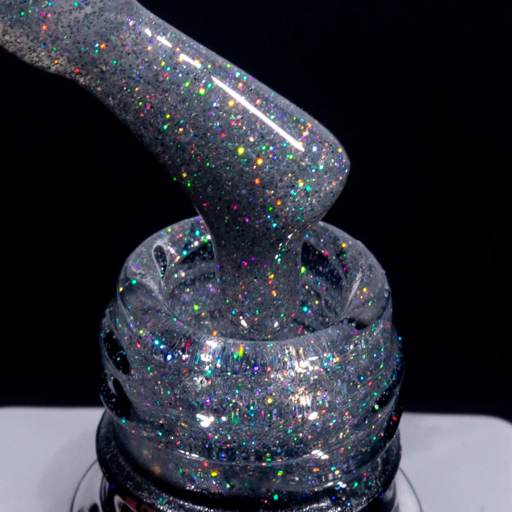 Kodies เจลเคลือบเงาด้วยเลเซอร์, ยาทาเล็บแบบไม่เช็ดเจลประกายแวววาว15มล. ประกายแวววาวเคลือบเล็บสีรุ้งกึ่งถาวร