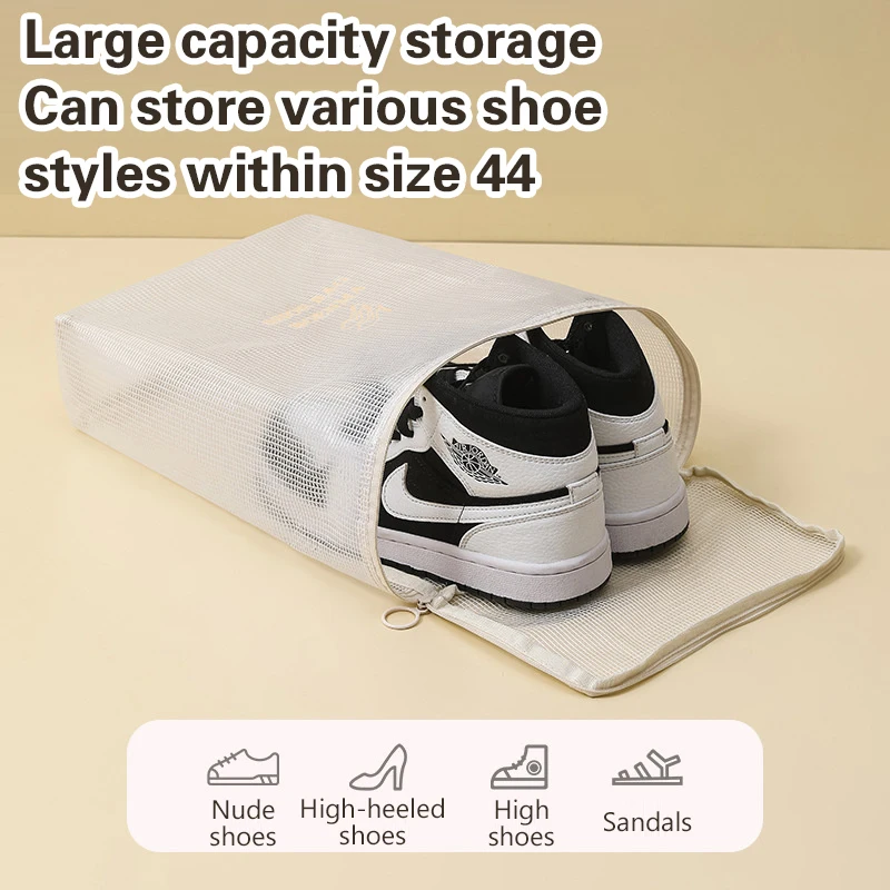 Dustproof Shoes Storage Bags Travel Portable T400 Fabric Shoes Bag With Sturdy Zipper Pouch Case Waterproof Pocket ShoeOrganizer