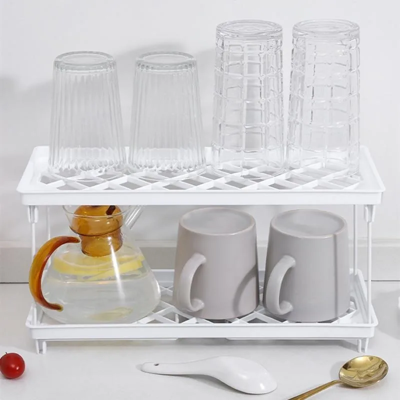 Cup Bottle Drying Rack for Kitchen Counter Dish Drainer Tray  Foldable Cutlery Holder Rack