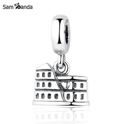 Authentic 100% 925 Sterling Silver Charm Bead Rome Colosseum Dangle Charms Fit Bracelets Necklace Women DIY Jewelry