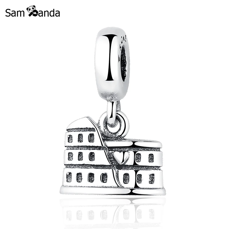 Authentic 100% 925 Sterling Silver Charm Bead Rome Colosseum Dangle Charms Fit  Bracelets Necklace Women DIY Jewelry