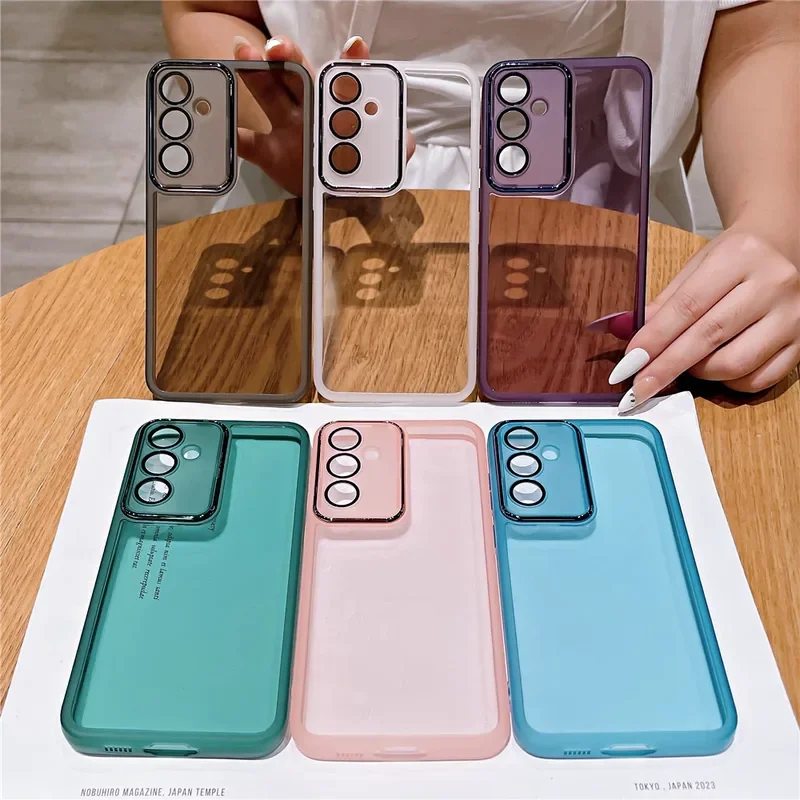 Phone case for Samsung A56 A36 A26 A16 camera protection film transparent silicone cover solid color utility cases  telefonos