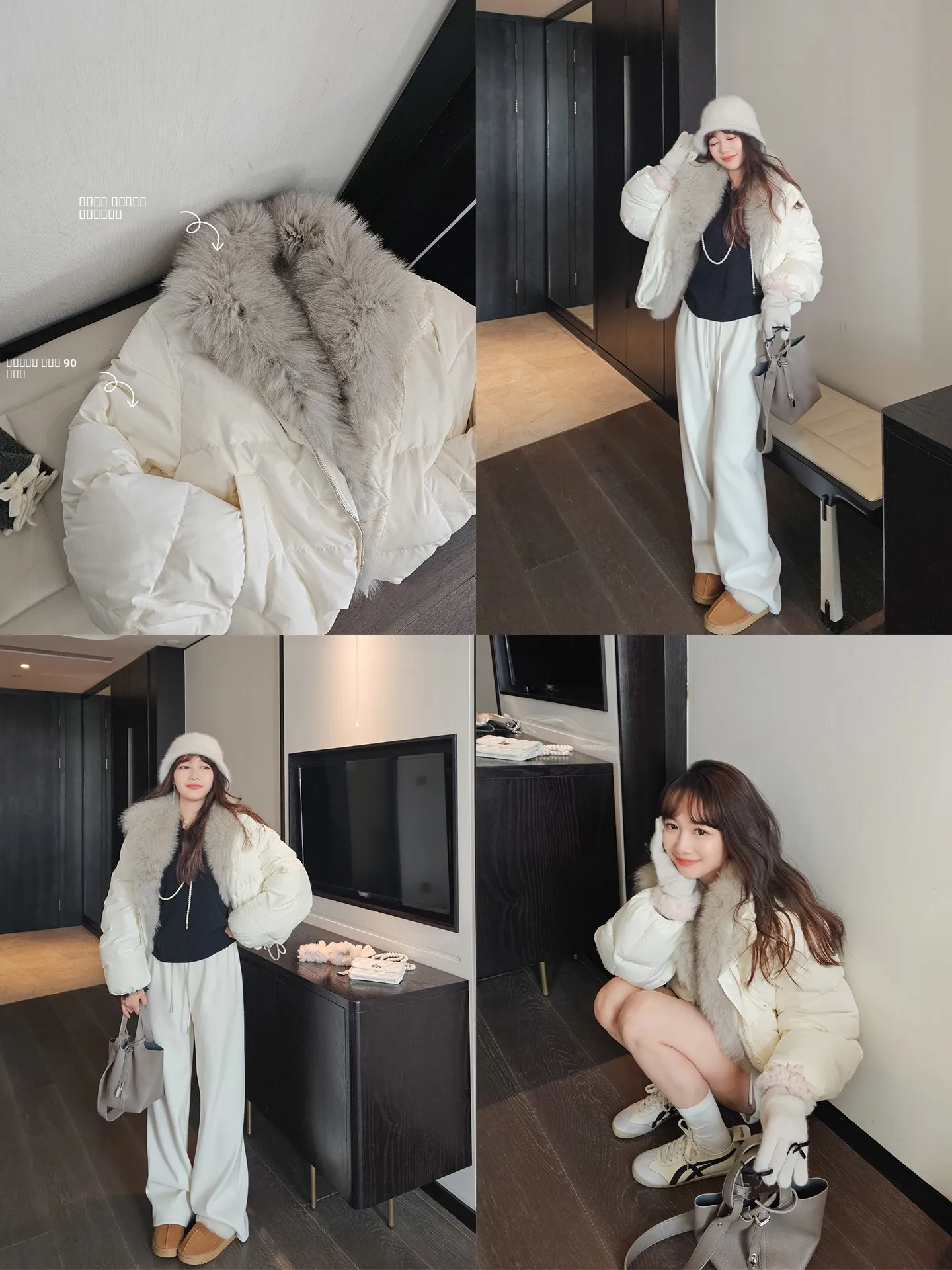 

Women's ort Fur Collar down Jaet White Du Feather Warmth Large Fur 2025 Winter New Sle Thiened Long Sve Zipper