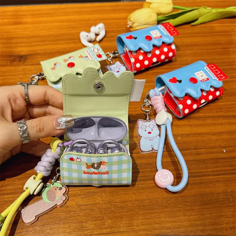 PU Leather Case for Huawei FreeClip 2 FreeBuds Pro 5 Pro4/3 5i 6i 7i 5/6 Cute Cartoon Puppy Earphone Cover Protective Soft Shell