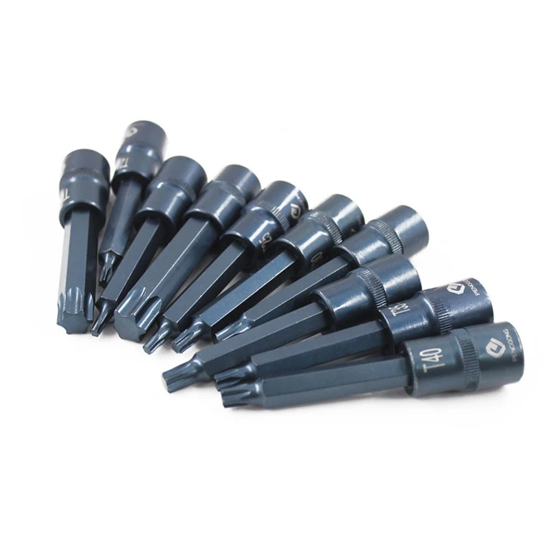 1PC Extra Long 100mm T20 T25 T30 T35 T40 T50 T60 T70 Torx Screwdriver Bits 1/2 Inch Drive For Wrench 6 Point Spline Socket Bit