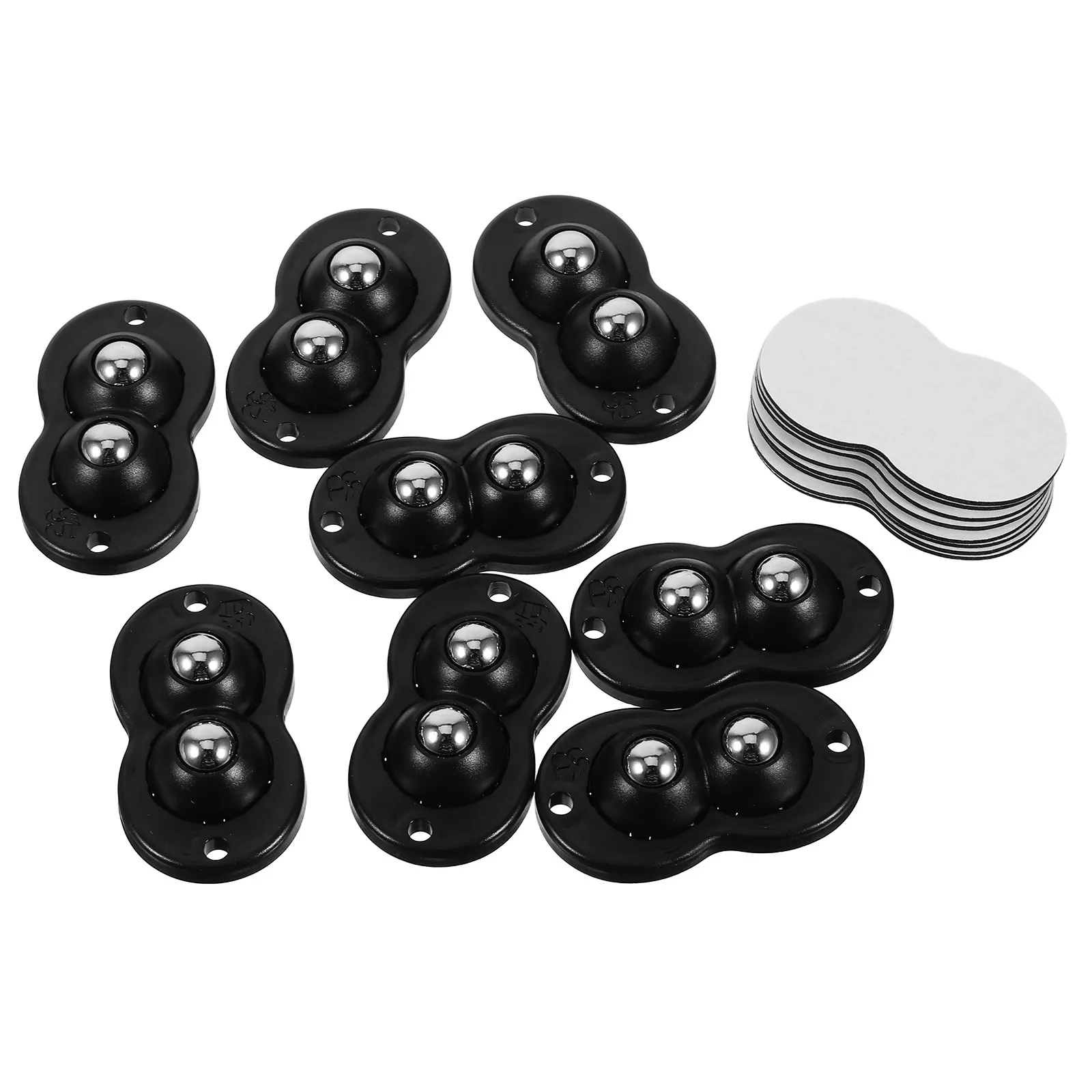 8pcs Self Adhesive Caster Wheels Double Ball Swivel Wheels Universal Pulley Rotation Sticky Rollers For Trash Can Box Furniture