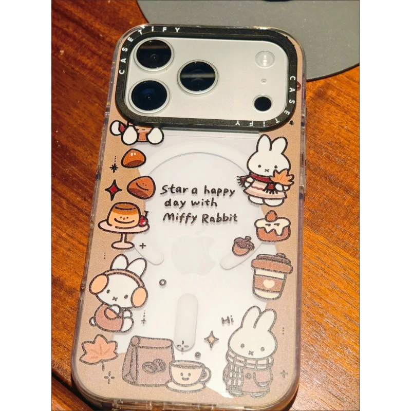 Kawaii Miffy Magnetic Case for IPhone 17 Pro Max Cartoon Coffee & Chestnut Bunny Soft Cover Compatible with IPhone 16/15 Pro view 6