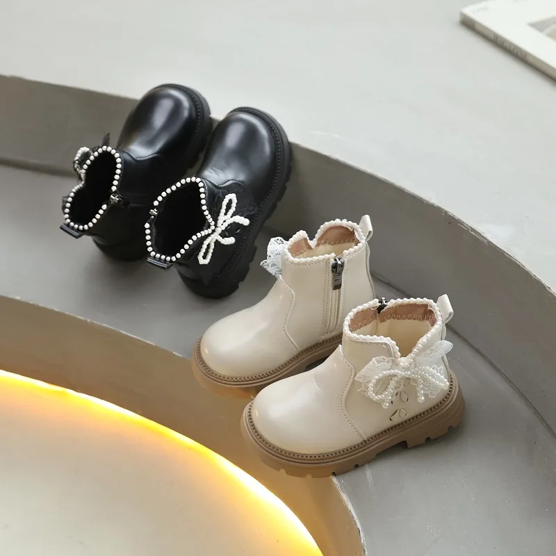 

Детские модельные ботинки на платформе, новые милые кожаные ботинки с бантом для девочек, модные детские повседневные ботильоны принцессы для свадебной вечеринки