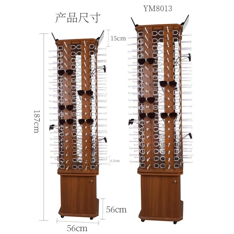 Glasses display rack Sun glasses frame Floor-to-ceiling rotating mobile creative wood paint sunglasses display rack