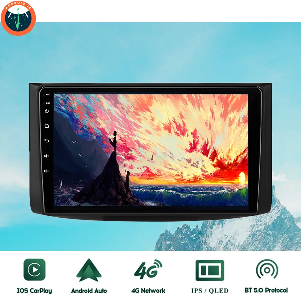 9‘’ QLED Android 14 8G Ram Car GPS Navi Music Video Multimedia Player Tape For Chevrolet Aveo 2006 - 2012 Auto Stereo Head Unit