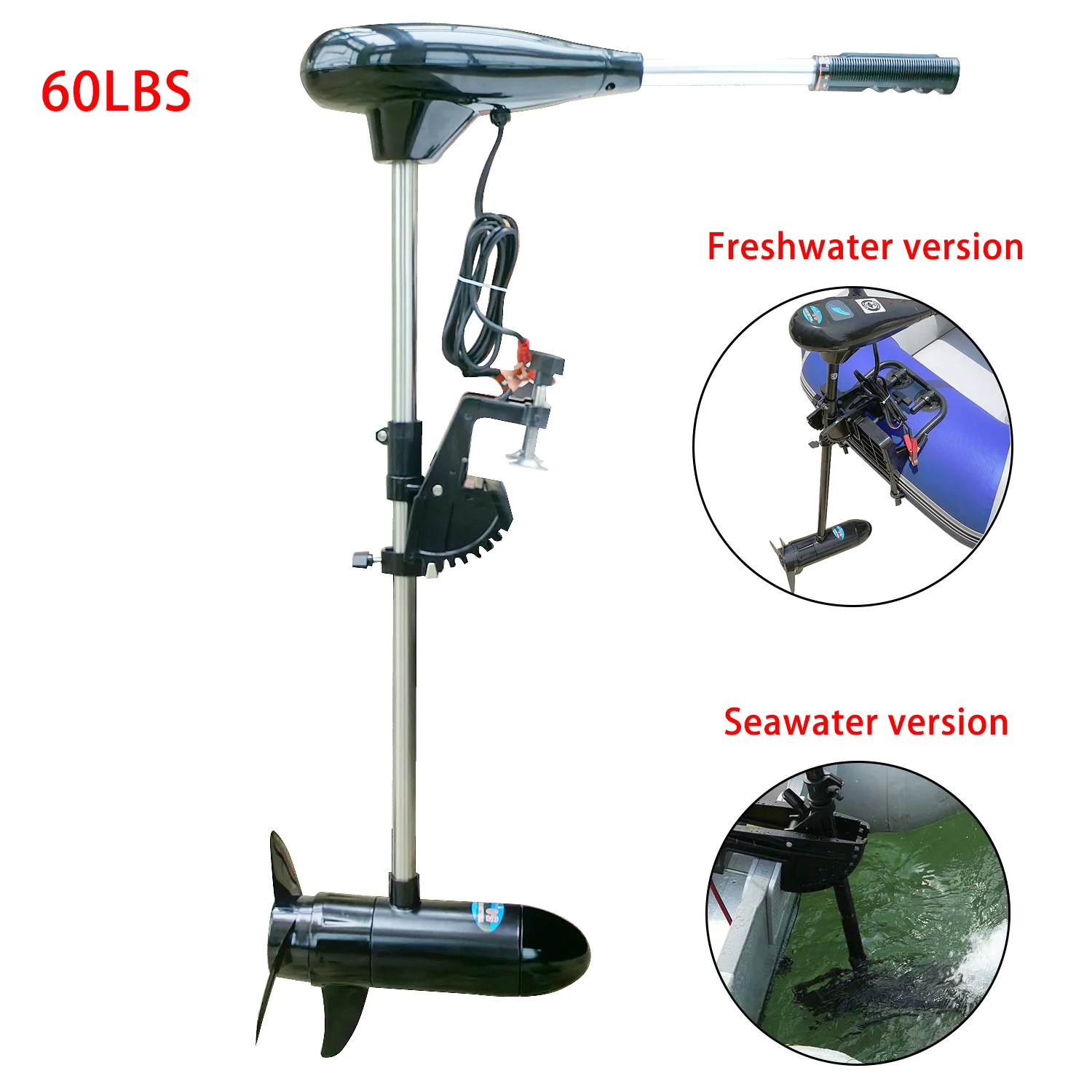 DC 12V 60LBS 580W Inflatable Boat Electric Trolling Motor Fishing Kayak Engine Outboard Motor Propeller Accessories