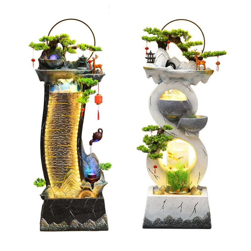 

Chinese Modern Style FengShui Ornament Water Fountain Floor Standing waterfall Water Features Fountain For Indoor Living Room