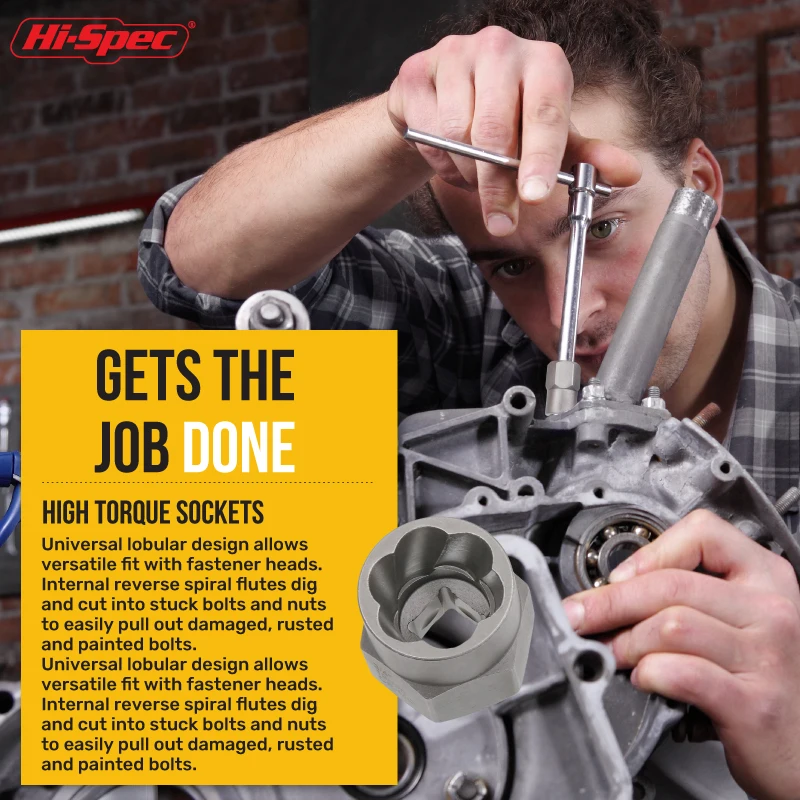 14pc Impact Bolt Nut Socket Set Tool Damaged Screw Nut Removal Tool Accessory Set Extraction Socket Wrench Set Mechanical Tool