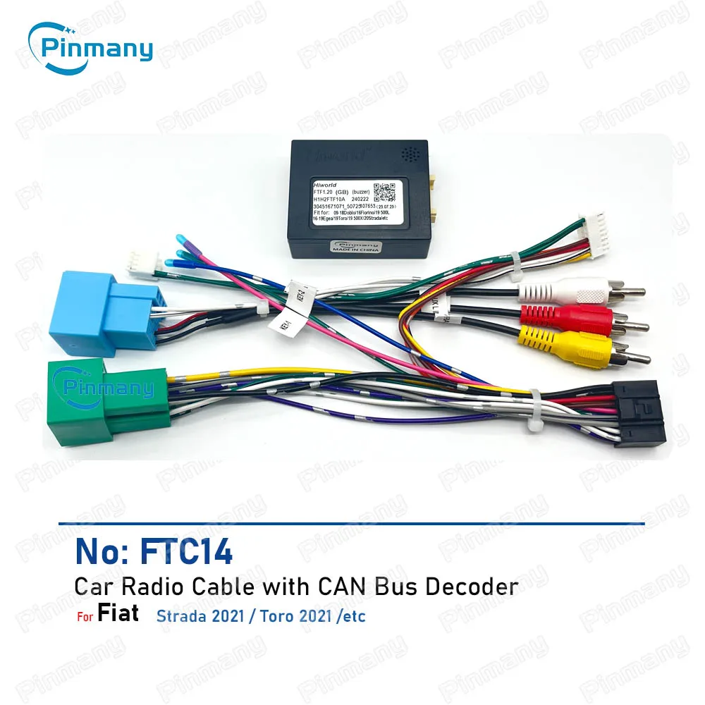 Cable de Radio para coche FTC14, adaptador de arnés de cables de alimentación de 16 pines con decodificador de Bus CAN para Fiat Strada Toro 2021