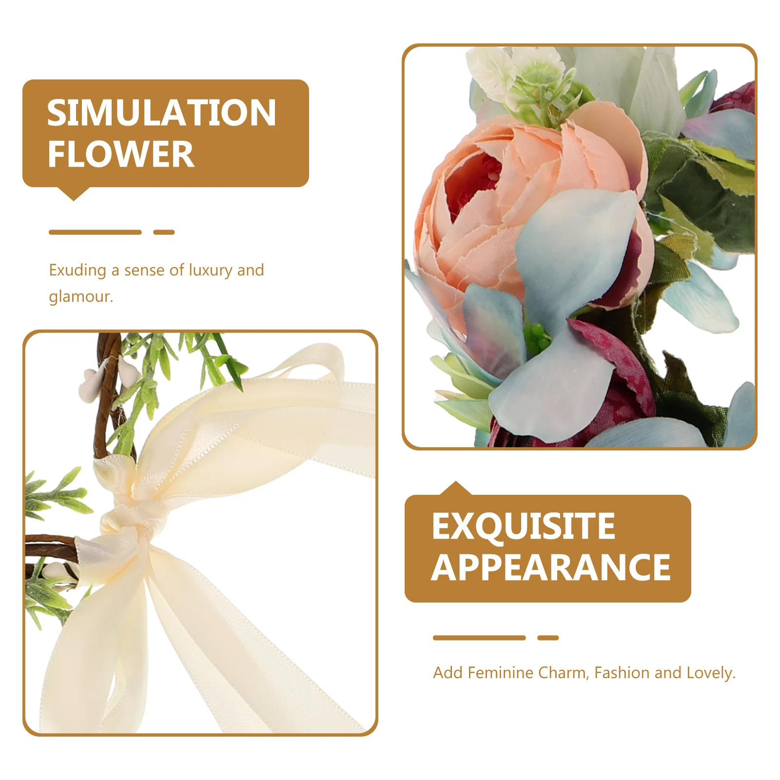 

1pc Rose Flower Headband Lightweight Blue Floral Hoop For Holiday Party Bride Wedding Carnival Cosplay Photo Prop Accessory