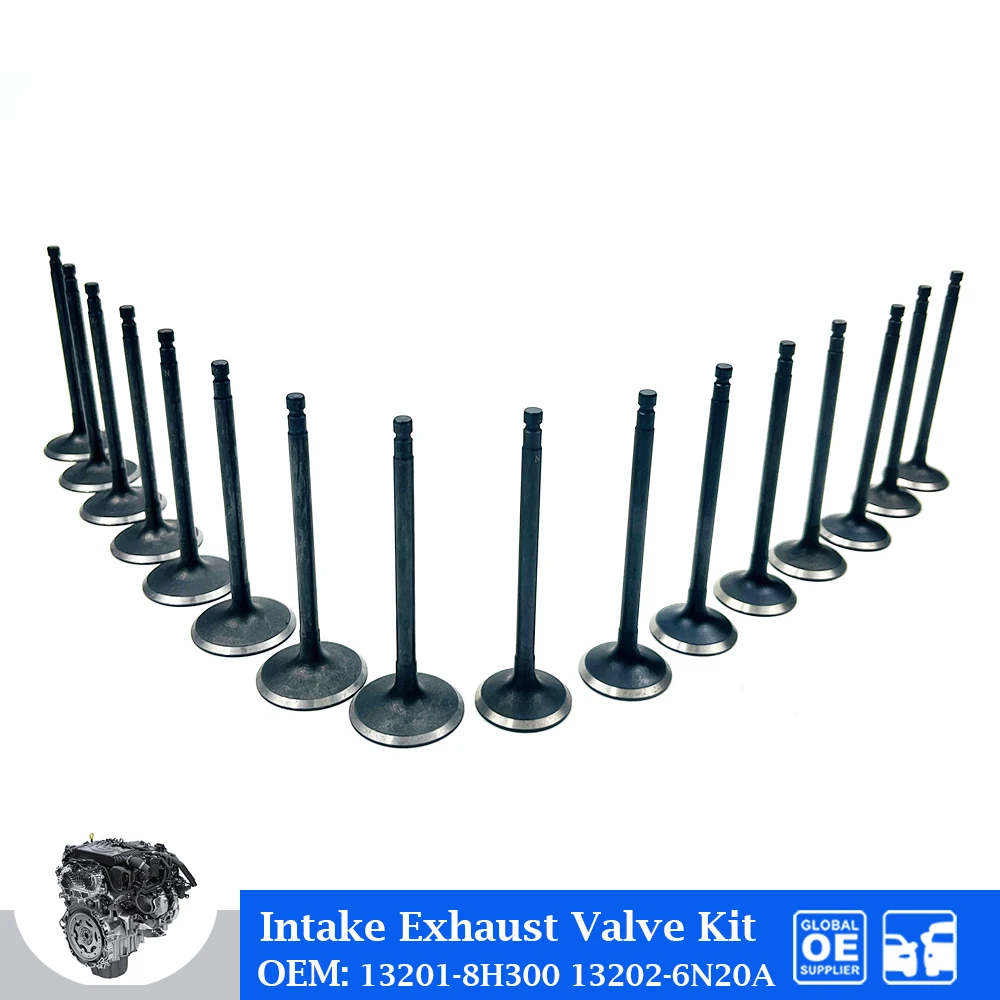 

16 Pcs Intake Exhaust Valve Kit For Nissan Teana Altima X-TRAIL 2.0L 2.5 QR25 T30 Engine Car Accessories 13201-8H300 13202-6N20A