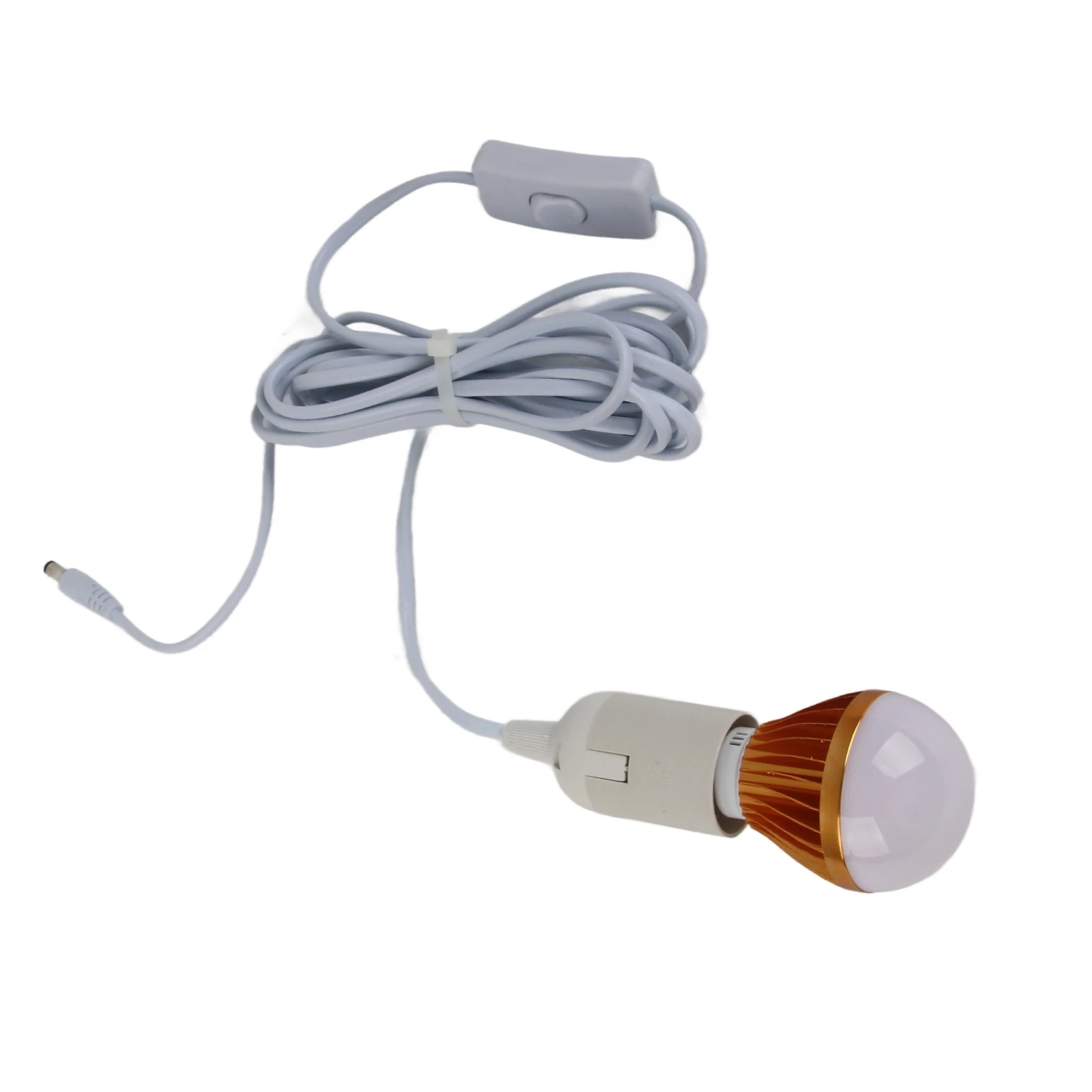 E27 Ball Bulb Spiral LED Solar White Light for Camping Tent 12V 5W with 3meter DC Line