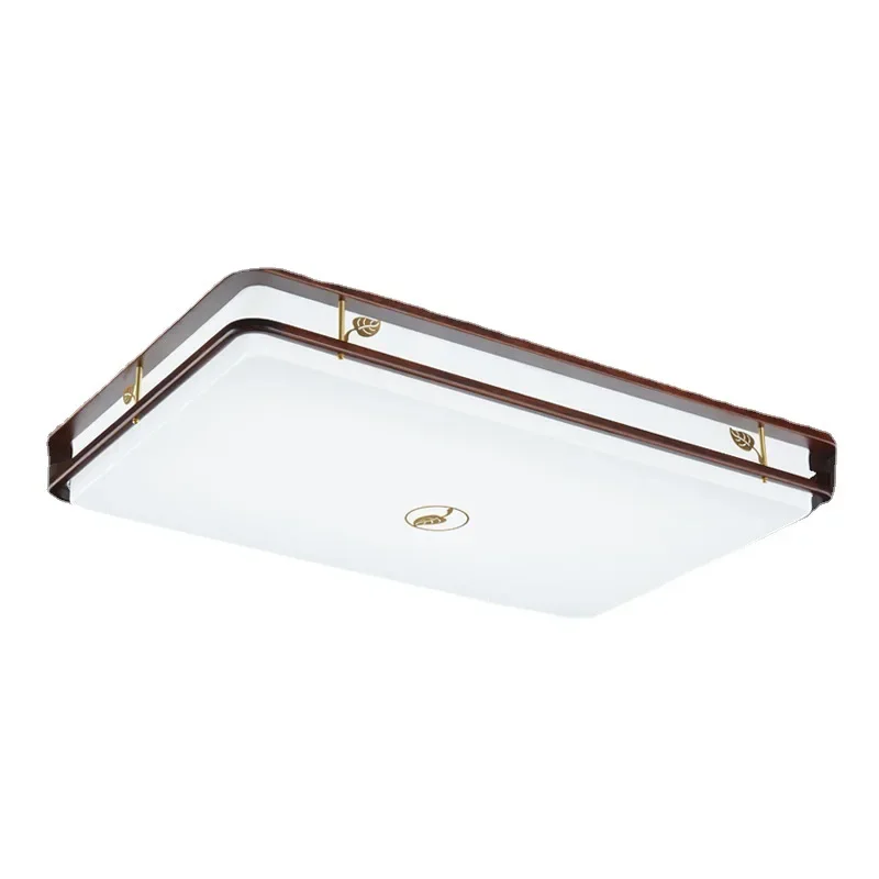 Nuova lampada da soffitto cinese interamente in rame, lampada da soggiorno classica antica a vento rettangolare in legno massello