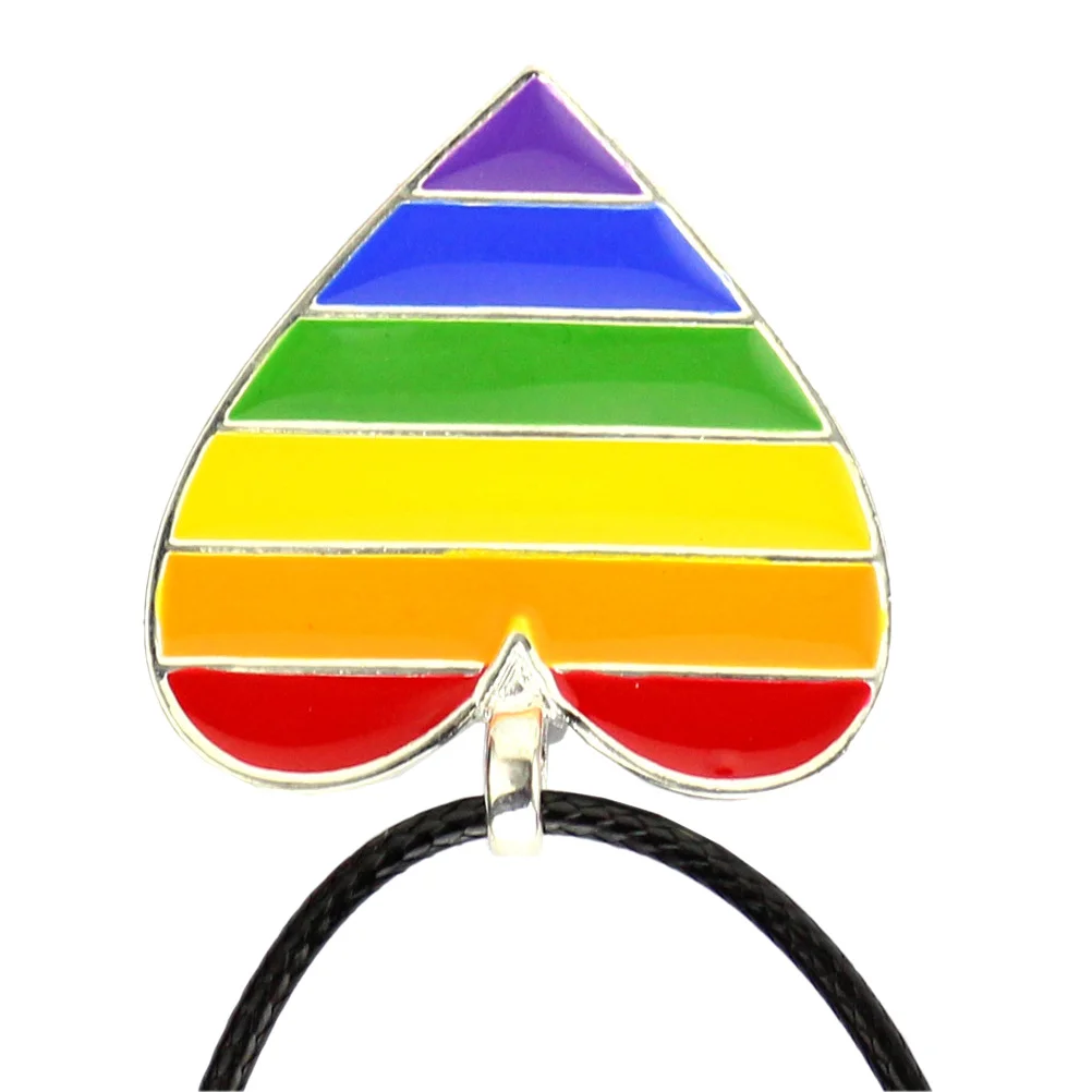 

Top-Quality Rainbow Necklace Pendant Love Shaped Exquisite Gift for Gay Lesbian Friends Lovers Necklace Neck Pendant for Gay