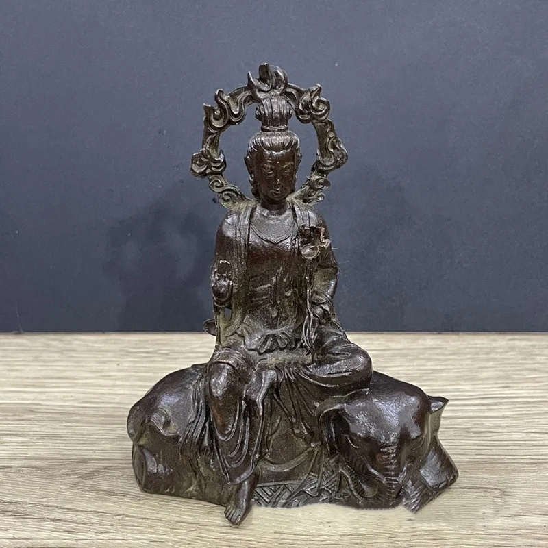 

Chinese antique Buddha statue ornaments Samantabhadra Bodhisattva home decoration crafts Samantabhadra figure ornaments