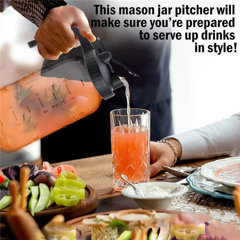 【Flash-Deal!】Graduated Mason Jars Cold Water Jugs Glass Jug Sets Coffee Filters Handle Lids Glass Bottles