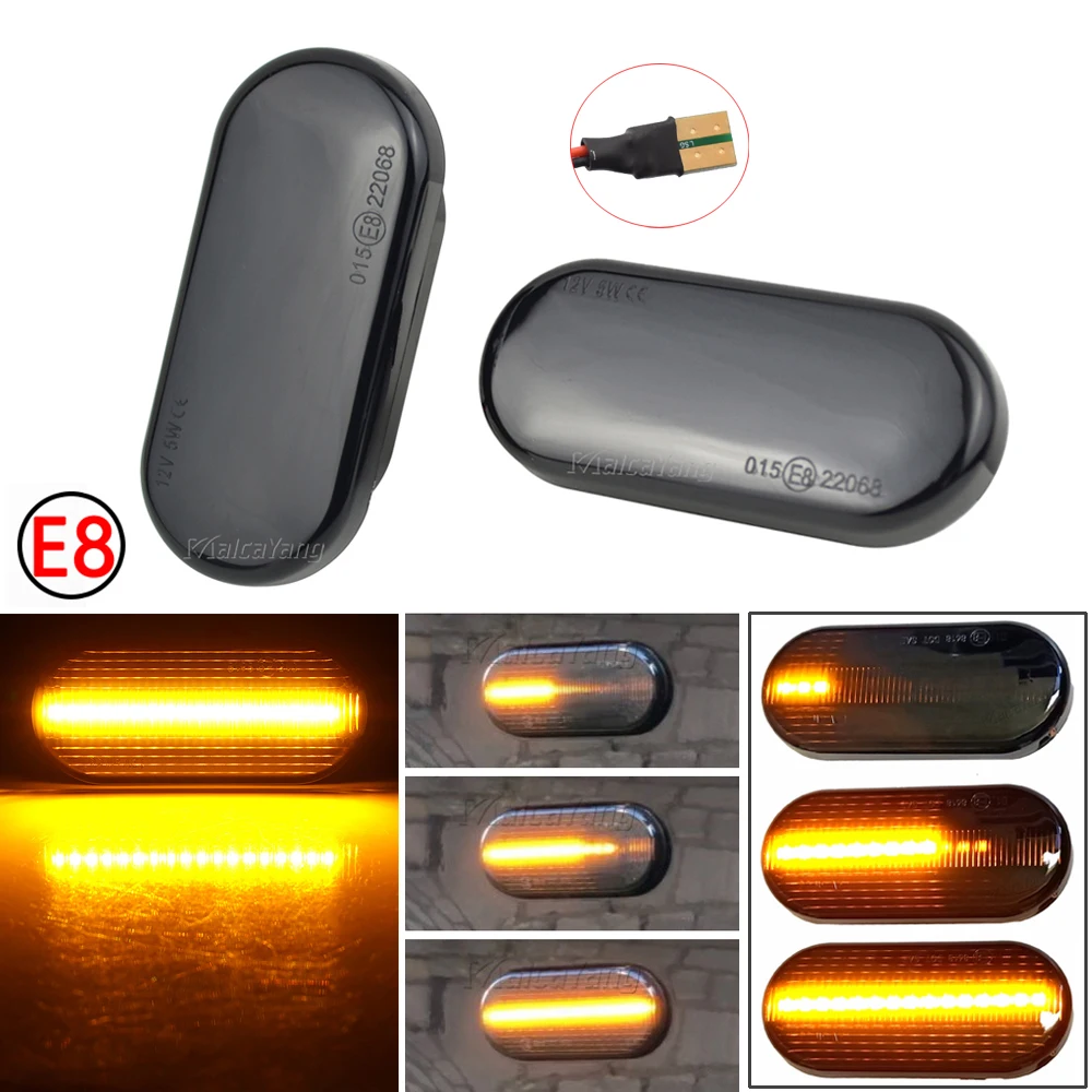 2pieces Led Dynamic Side Marker Turn Signal Light For Volkswagen VW Bora Golf 3 4 Passat 3BG Polo SB6 SEAT Ibiza Leon Skoda Ford