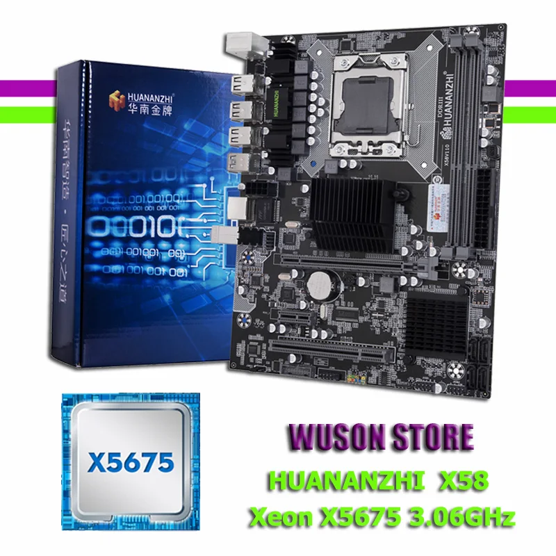 

Brand New Desktop Motherboard HUANANZHI X58 LGA1366 Motherboard with Processor Intel Xeon X5675 3.06GHz USB3.0 RAM 2 Channels