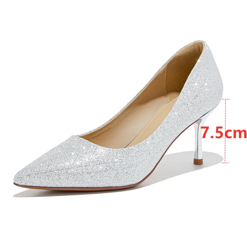 AIYUQI Women's Crystal Pointed Toe Stiletto Wedding Heels