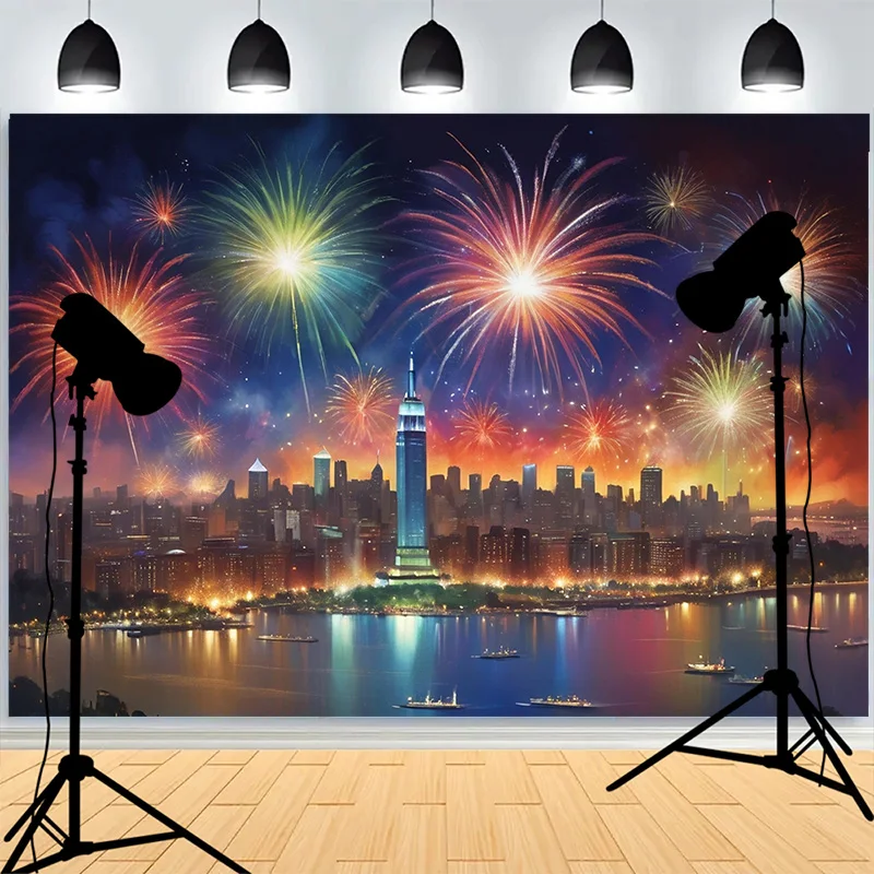 Warmth Christmas Day Fireplace Photography Backdrops Window Living Room Wreach Happiness New Year Photo Studio Background XH-48