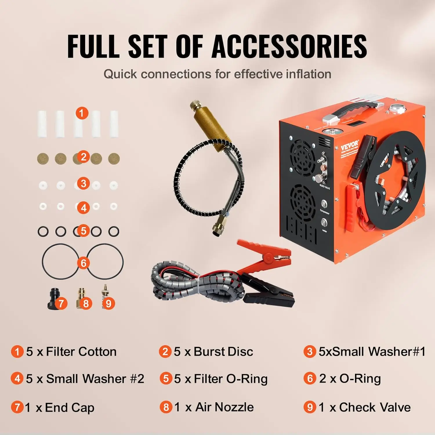 PCP Air Compressor,4500PSI/30Mpa Portable PCP Airgun Compressor - Built-in Water and Fan Cooling System,Auto-Stop | DC12V/AC120V